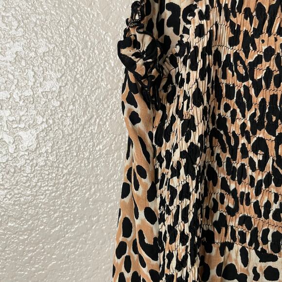 Faithfull the Brand Dress Womens Size 4 Tan Black Noemie Midi Leopard Print Slip - Picture 11 of 15